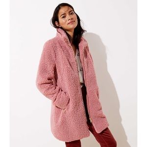 Faux Sherpa Funnel Neck Coat